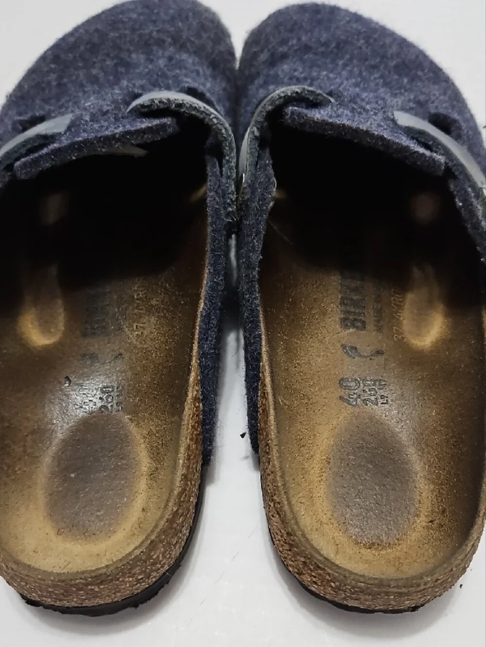 Birkenstock Men's Navy Wool Slip-On Clogs with Black Buckle
